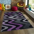 thumbnail image 2 of Allstar Rugs Allstar Modern Distressed Wavy Linear Design Rug Purple 4' 11"x6' 11" 5' x 8', 2 of 5
