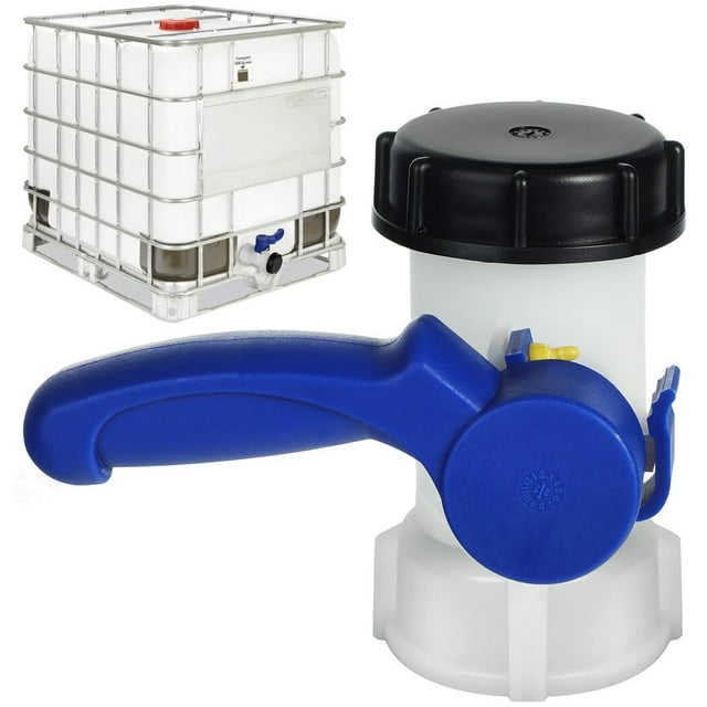 IBC Water Tank Universal Adapter, IBC Tank Container Outlet Control Valve for Chemical Solutions, Acid-base Solutions, Organic Solvents, 62mm DN40 Flap Valve for Rain Barrel, Water Tank Drain Tap