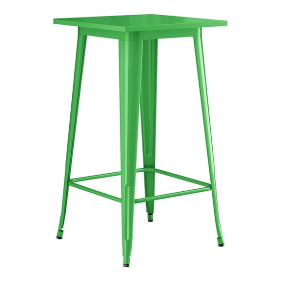 24" Square All Weather Green Metal Restaurant Patio Bar Height Table For Indoor or Outdoor Use