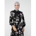 thumbnail image 3 of Beige - Black - Floral - Point Collar - Fully Lined - Modest Dress - Refka, 3 of 6