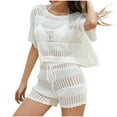 thumbnail image 2 of Neewe Women's Swimsuits Cover Ups Set Suit Hollow Out 2 Piece Bikini Coverup Beach Swimwear-White S, 2 of 8