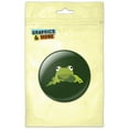 thumbnail image 1 of Frog Hop Froggy Ribbit Green on Green Pinback Button Pin Badge, 1 of 2