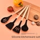 thumbnail image 2 of Juego de 12 utensilios de cocina de silicona con mango de madera antiadherente, espátula para cocinar, barril de almacenamiento, juego de 12 piezas, 2 of 6
