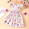 thumbnail image 2 of RTKFRFLM Toddler Girls Casual Dresses Fly Sleeve Cartoon Prints Summer Cute Midi Girl Sundress Dresses Flower Girl Dresses,Size 6-7 Years, 2 of 8