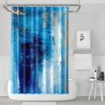 thumbnail image 1 of Ensemble de Rideau de Douche avec Doublure à Boutons-Pression, Style Peinture Multicolore Bleu (2) Rideaux de Douche Doublure de Douche Imperméable, Rideaux de Salle de Bain Décoratifs en Polyester, 72x72 Pouces, 1 of 4