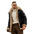 thumbnail image 2 of Men'S Camel Stylish Flying Leather Jacket,Slim Fit Shearling Aviator Bomber Jack, 2 of 4