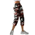 thumbnail image 6 of Stephy Women's Casual Camouflage Print Cargo Pants Stretch Elastic Waist Tapered Pants with Pockets, Red, M, 6 of 7