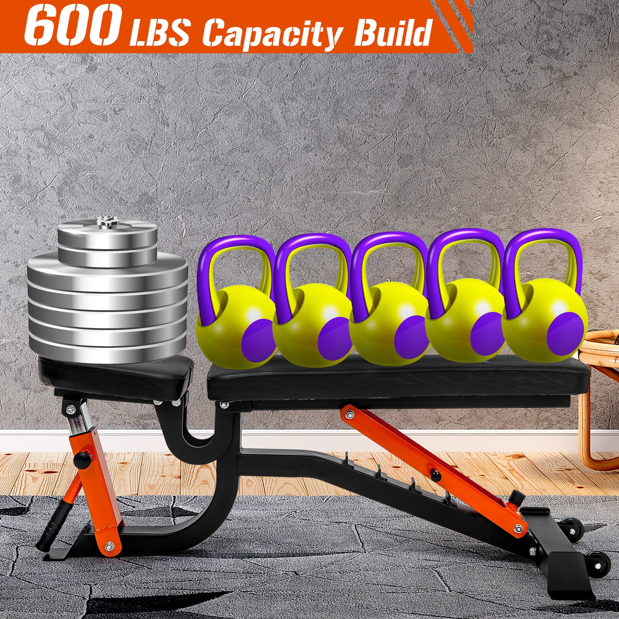 AMOSTBY Adjustable Weight Bench for Home Gym 600 lbs weight capacity