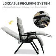 Resenkos Padded Zero Gravity Chair, Folding Recliner Chair with Cup Holder Cushion, Gray