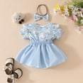 thumbnail image 3 of WIBACKER Newborn Baby Girl Easter Clothes Rabbit Ruffle Sleeve Romper Suspender Dress Headband Summer Outfits, 3 of 9