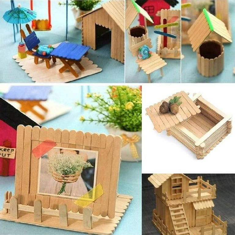  Healifty Wooden Craft Sticks Popsicle Sticks for