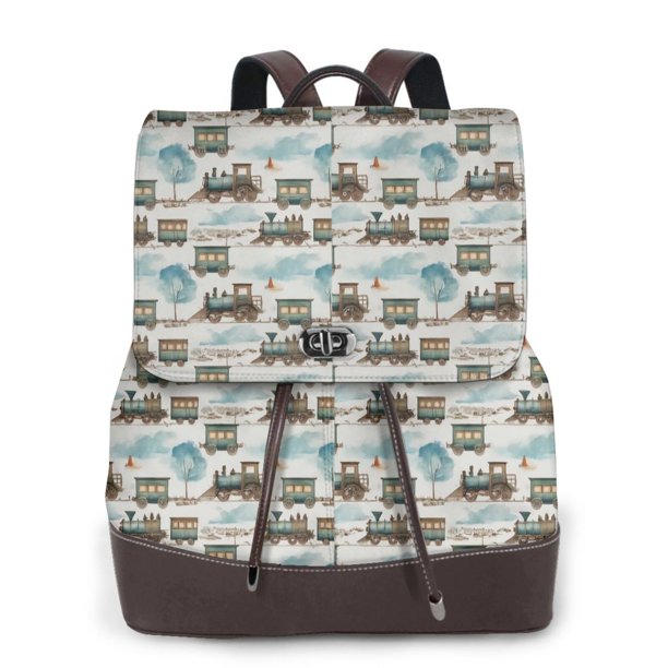 Fotbe Transport Train Mochila Bolso con Estampado para Mujer, Mochila Antirrobo de Nylon Impermeable, Bolsa Ligera de Hombro