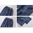 thumbnail image 7 of Girls Casual Jeans Baggy Denim Pants Straight Wide Leg Loose Elastic Waist Fashion Fall Spring Trousers with Pocket, Sea Blue, 5 Years, 7 of 7