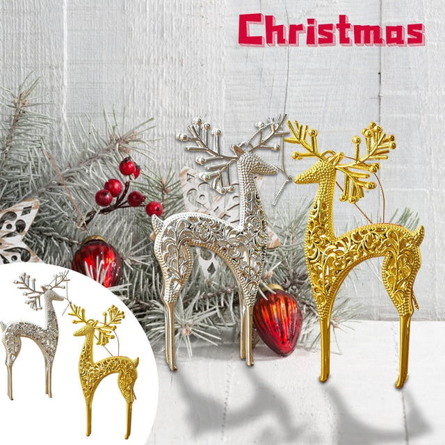Xihbxyly Adorno Navideño de Cervatillo, Diseño de Reno Brillante, Decoración para Árbol Festivo, Decoración Navideña para El Hogar y La Oficina, Opciones En Plata, Rojo y Dorado, Tamaño de 18 Cm, Rec