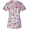 Code Happy Prints Scrubs Top for Women V-Neck CH604X5A, XXS, Owl Naturale