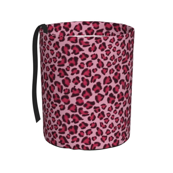Honeii Rose Leopard Print Print Waterproof Car Trash Can,Waterproof Portable Collapsible Trash Can,Garbage Container fits Most Cars,SUVs,and Trucks