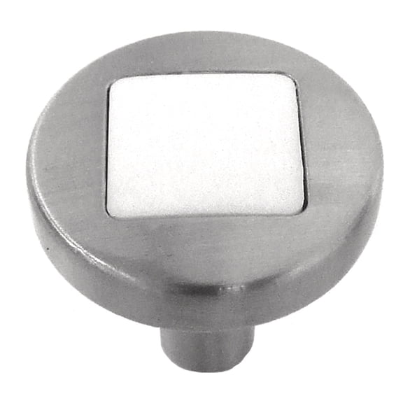 Hickory Hardware Loft Collection Knob, 1" Dia. - Satin Nickel with White Matte
