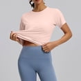 thumbnail image 6 of Workout Tops for Women Breathable Loose Fit Yoga T Shirts Short Sleeve Running Gym Athletic Tee Top Pink, 6 of 9