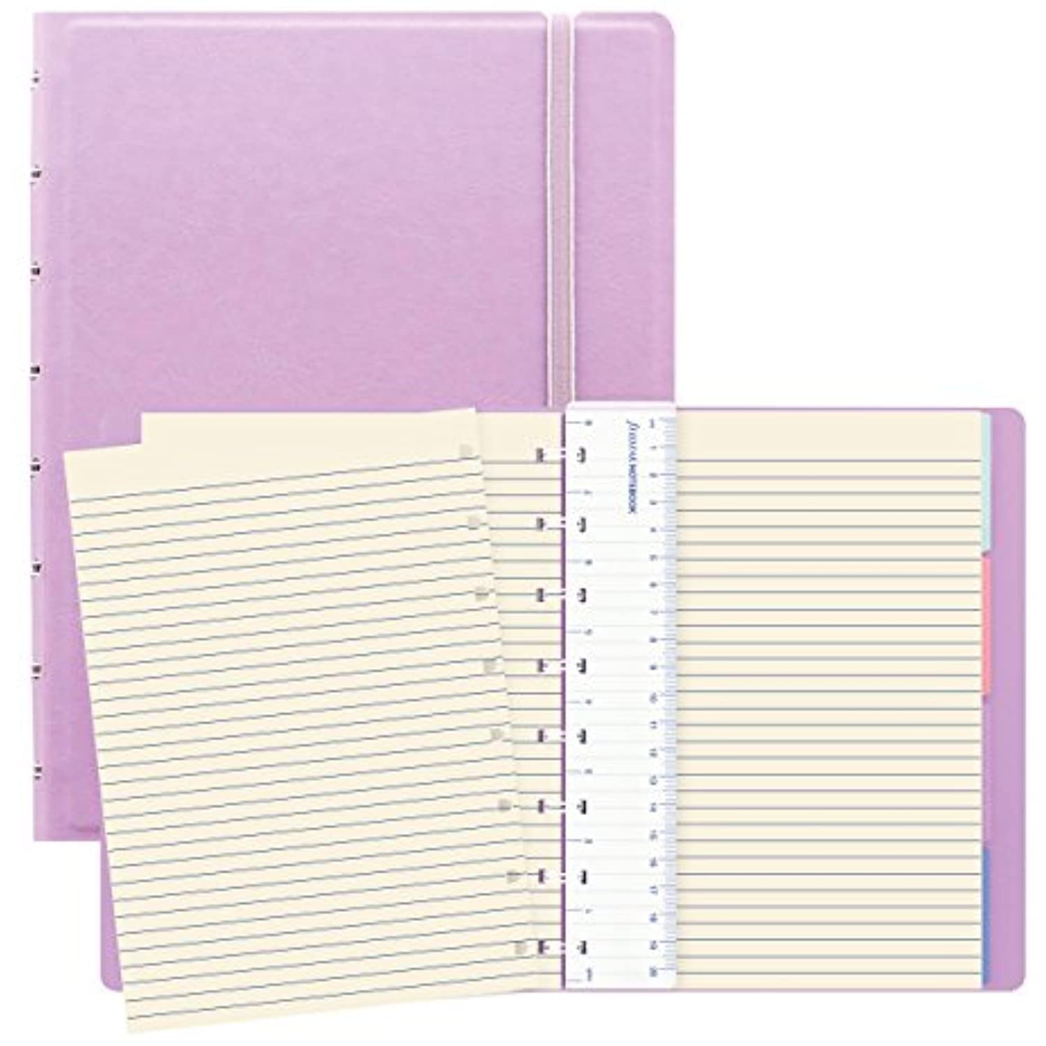 FILOFAX Refillable Pastel Notebook, A5 (8.25" x 5") Orchid - 112 Cream moveable pages - Index, pocket and page marker (B115054U)