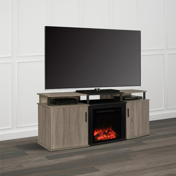 Ameriwood Home Carson Sonoma Oak Fireplace TV Stand for ...