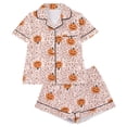 thumbnail image 2 of WOYY Girls Halloween Pajamas Pumpkin Leopard Button Down Shirt Shorts Homewear, Sizes 3-14, 2 of 8