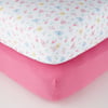 Parent's Choice 100% Cotton Fitted Crib Sheets, 2-pack, Pink Butterfly