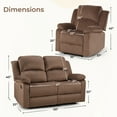 thumbnail image 6 of Bonzy Home Manual Reclining Couch Set — Recliner & Loveseat, Sofa Set for Living Room & Office, Brown, 6 of 7