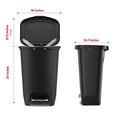 thumbnail image 2 of Premium 13 Gallon Trash Can - Plastic Kitchen Waste Bin with Odor Protection of Lid, Stainless Steel Step On Foot Pedal and Garbage Bag Rings, Black, 2 of 6