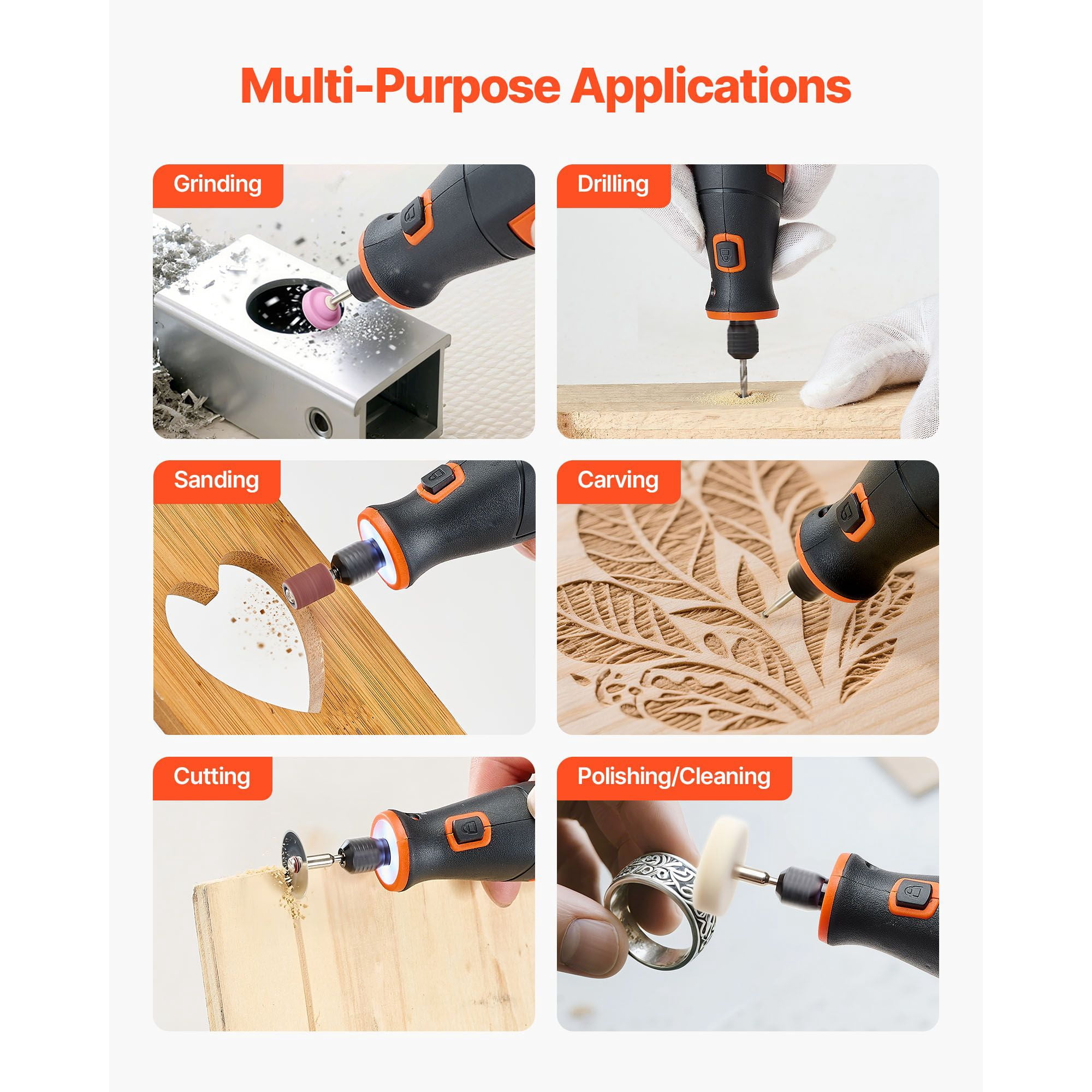4V Cordless Rotary Tool Kit, 5 Variable Speed 7000-20000 RPM 73 Accessories Set, 2000mAh Battery Type-C Charging Portable Multi Tool for Cutting Carving Polishing Sanding DIY Craft