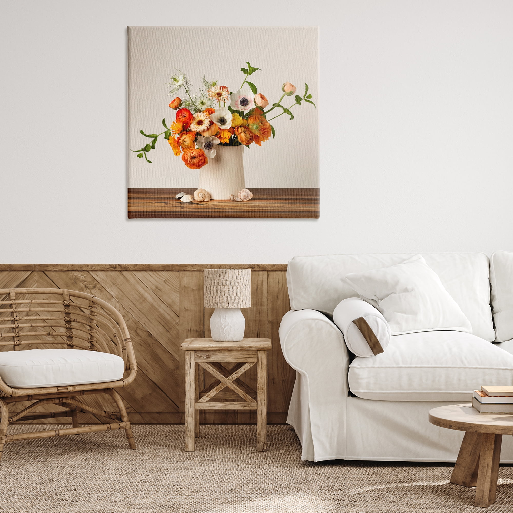 Stupell Industries Orange & White Still Life Plants & Flowers Painting Wrapped Canvas Art Print Wall Art, 36 x 36