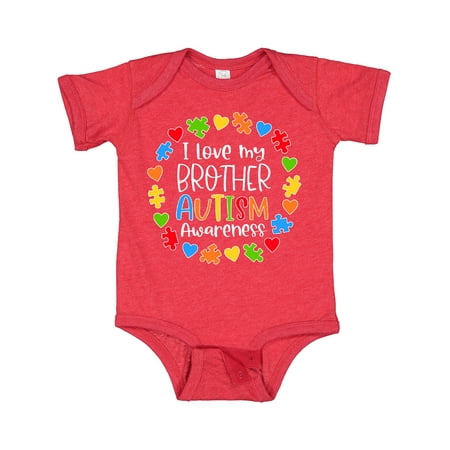 

Inktastic I Love My Brother Autism Awareness Gift Baby Boy or Baby Girl Bodysuit