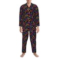 thumbnail image 3 of Naloa Colorful Pumpkin Faces Men’s Pajamas Set - Long Sleeve Button Down Sleep Shirt and Pajama Bottoms Sleepwear Set-X-Large, 3 of 7