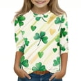 thumbnail image 1 of Blusas y camisas de manga larga y cuello redondo para niños, tallas medianas y grandes, informales, con estampado de San Patricio, mangas a ochos y cuello redondo, camisetas para niños., 1 of 5