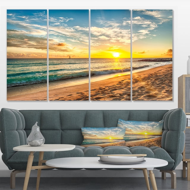 Plage Blanche sur Île de la Barbade - Œuvre d'Art Moderne sur Toile