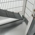 thumbnail image 4 of Demi Bonn 43" 2-tier Wooden Rabbit Hutch with Wheels and Slide-out Tray, Outdoor Small Animal Habitat Chicken Coop Bunny Cage for Bunnies, Guinea Pigs, Gray, 4 of 10