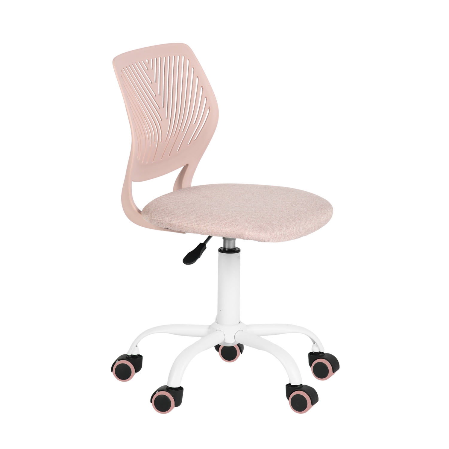 Adjustable Office Chair with Rolling Wheels, Ergonomic Desk Chair Rotating Seat and Comfortable Backrest for Home & Office, Pink