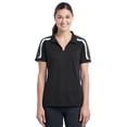 thumbnail image 1 of Sport-Tek LST658 Ladies Tricolor Sport-Wick Polo Shirt - Black/Iron Grey/White - Small, 1 of 2