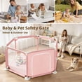 thumbnail image 3 of Baby Playpen, Travel Baby Playards, Baby Play Yard, 6Panels Portable Infant Play Game Area,Pink, 3 of 7