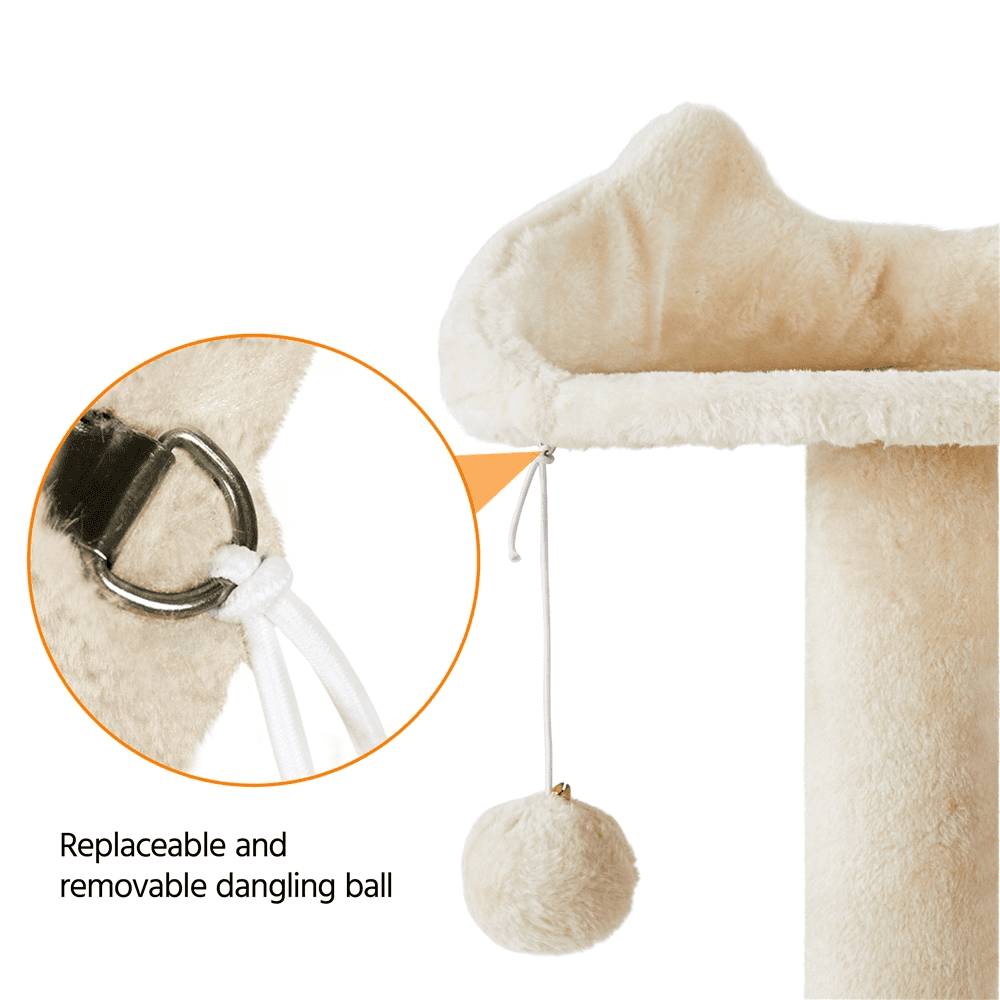 Alden Design 70" H Double Condo Cat Tree with Scratching Post Tower, Cream