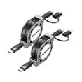thumbnail image 1 of wonima11 2 in 1 Retractable USB C Cable 60W, [2Pack,4ft] Retractable USB C to C/Lightning (PD 27W) Fast Charging & Data Sync with IP/Type C Ports for iPhone 16/15/14/13 iPads Android Tablets & More, 1 of 1