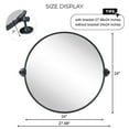 thumbnail image 7 of Round Pivot Bathroom Mirror Black Circle Metal Framed Tilting Beveled Vanity Mirrors 24", 7 of 7