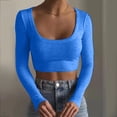 thumbnail image 2 of Ketyyh-chn99 T-Shirt pour Femmes Mode Tendance Ample Mignon à Manches Longues T-Shirt Col Rond pour Femmes Bleu,P, 2 of 5