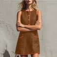 thumbnail image 6 of Women's Casual Solid Color Sleeveless Button Up Dress, Round Neck, 6 of 7
