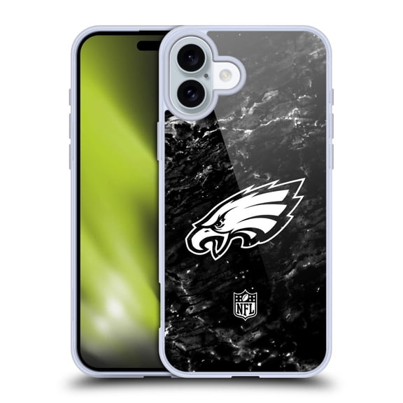 Head Case Designs NFL Philadelphia Eagles Artwork Marble Soft Gel Case for Apple iPhone 16 Plus