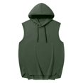 thumbnail image 4 of UVEASISHA Men's Sleeveless Hoodie Lightweight Workout Hooded Tank Tops Casual Fashion Drawstring Gym Muscle T Shirts Solid Color Loose Athletic Tanks Army Green 4XL, 4 of 7