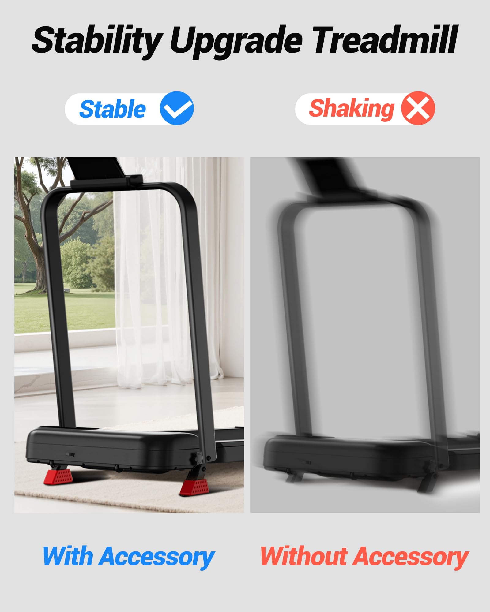 15% Incline Walking Pad Treadmill with Handle Bar - 2.5HP Quiet Folding Treadmill for Home Office Under Desk Portable Walking Pad with 300LBS Capacity