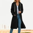 thumbnail image 2 of Luwomo Leisure Jackets for Womens Loose Fit Long Sleeve Hooded Zippered Long Cardigan Sweatershirt Coat Blouses Black,L, 2 of 6