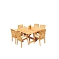 thumbnail image 2 of Grade-A Teak Dining Set: 6 Seater 7 Pc: 60" Square Rectangle Butterfly Table And 6 Hari Stacking Arm Chairs Outdoor Patio WholesaleTeak #51HR1407, 2 of 4