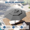 thumbnail image 4 of Garvee 10ft 3-Tier Solar Patio Umbrella with LED Lights, 8 Ribs, Push-Button Tilt, Crank Lift, Gray, 4 of 7