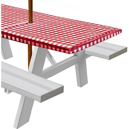 

Sorfey Picnic Tablecloth Checkered Dining Table Cover with Umbrella Hole Red 30 x 60